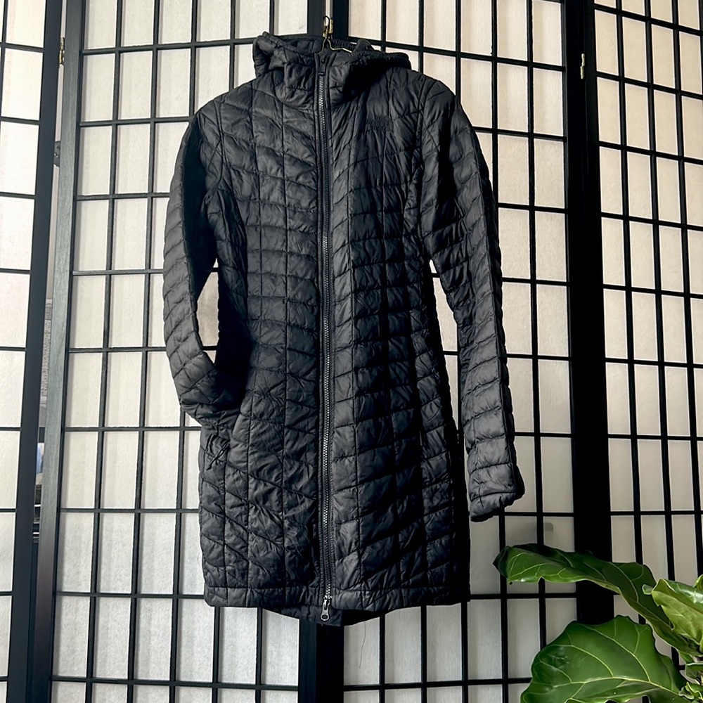 the north face thermoball insulator parka long puffer hood quilted jacket xs